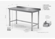 Stół przyścienny wzmocniony bez półki - POL-102