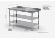 Stół przyścienny z dwiema półkami - POL-103/2