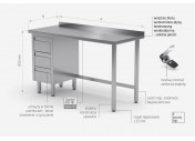 Stół przyścienny szafka z trzema szufladami - szuflady po lewej stronie - POL-123-3-L