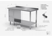 Stół przyścienny szafka z dwiema szufladami i półką - szuflady po lewej stronie - POL-125-L