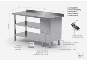 Stół przyścienny szafka z dwiema szufladami i dwiema półkami - szuflady po prawej stronie - POL-125-P/2