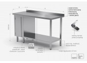 Stół przyścienny szafka z drzwiami na zawiasach i półką - szafka po lewej stronie - POL-126-L