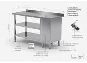 Stół przyścienny szafka z drzwiami na zawiasach i dwiema półkami - szafka po prawej stronie - POL-126-P/2