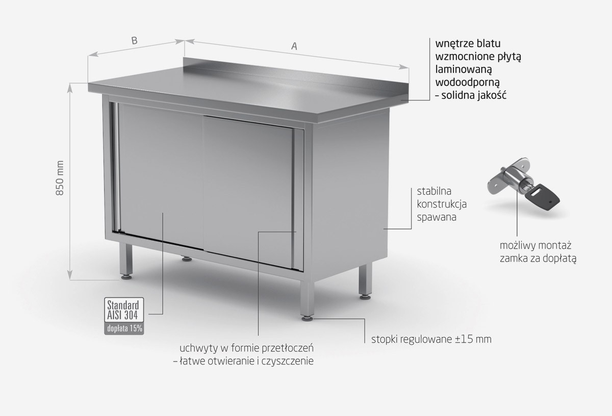 Stół przyścienny szafka z drzwiami suwanymi- POL-127