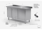 Stół przyścienny szafka z drzwiami na zawiasach - POL-128-3