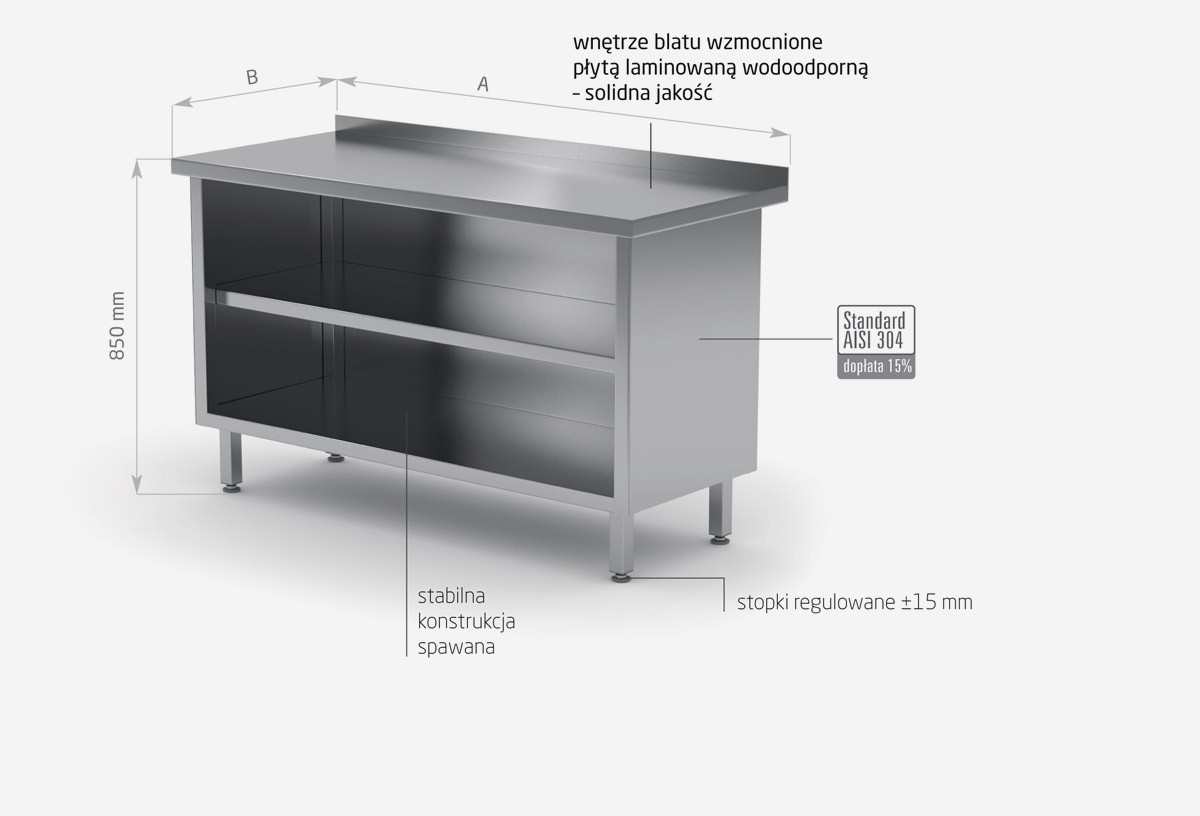 Stół przyścienny szafka otwarta - POL-129