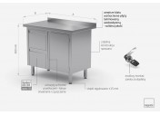 Stół przyścienny szafka z dwiema szufladami i drzwiami na zawiasach - szuflady po lewej stronie - POL-135-L