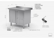 Stół przyścienny szafka z dwiema szufladami i drzwiami na zawiasach - szuflady po prawej stronie - POL-135-P