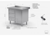 Stół przyścienny szafka z trzema szufladami i drzwiami na zawiasach - szuflady po lewej stronie - POL-136-3-L