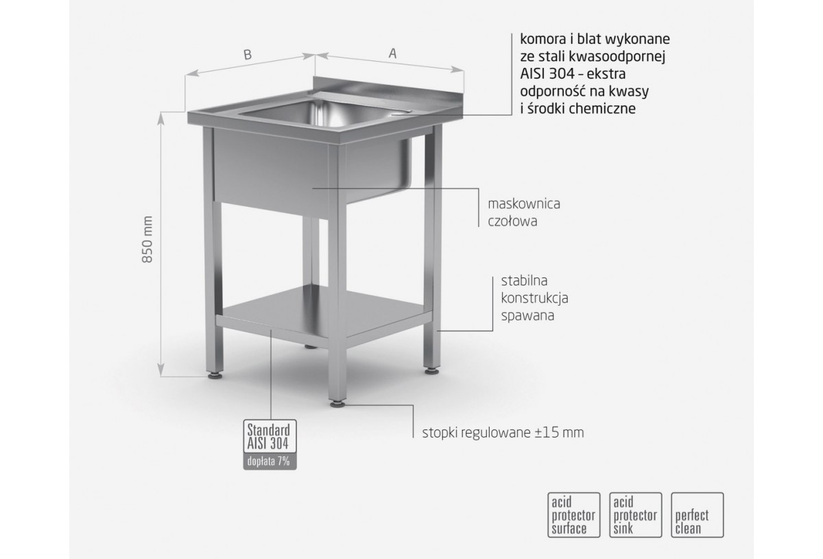 Stół ze zlewem i półką - POL-212