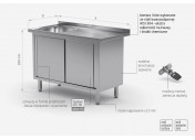 Stół ze zlewem, szafka z drzwiami suwanymi - komora po lewej stronie - POL-217-L