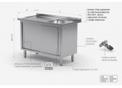 Stół ze zlewem, szafka z drzwiami suwanymi - komora po prawej stronie - POL-217-P