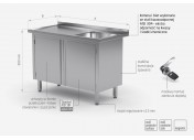 Stół ze zlewem, szafka z drzwiami na zawiasach - komora po prawej stronie - POL-218-P