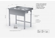 Stół z dwoma małymi zlewami bez półki - POL-221-MK