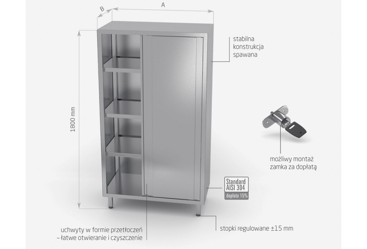 Szafa magazynowa z drzwiami suwanymi - (h)1800 mm - POL-301