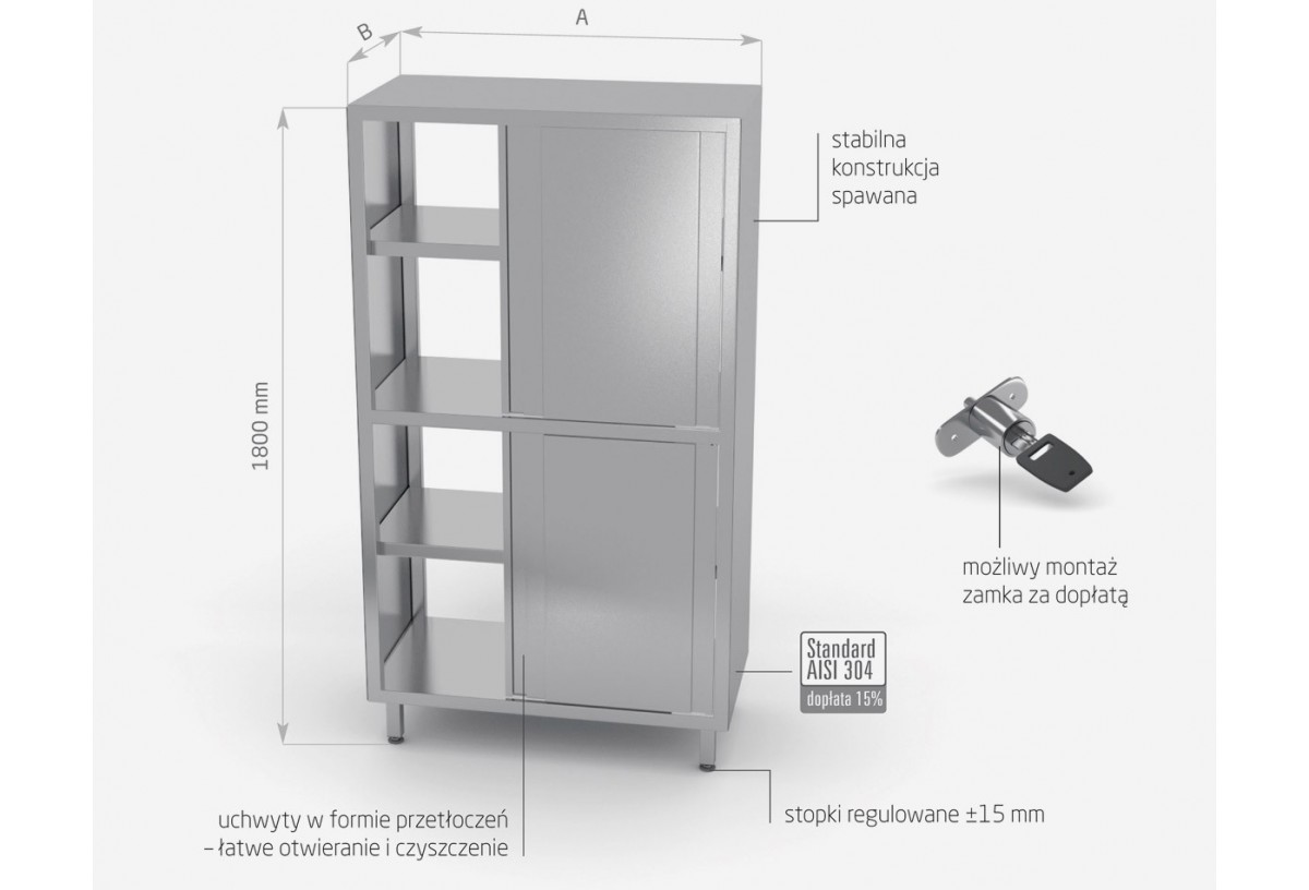 Szafa przelotowa z przegrodą i drzwiami suwanymi (h) 1800 mm - POL-303