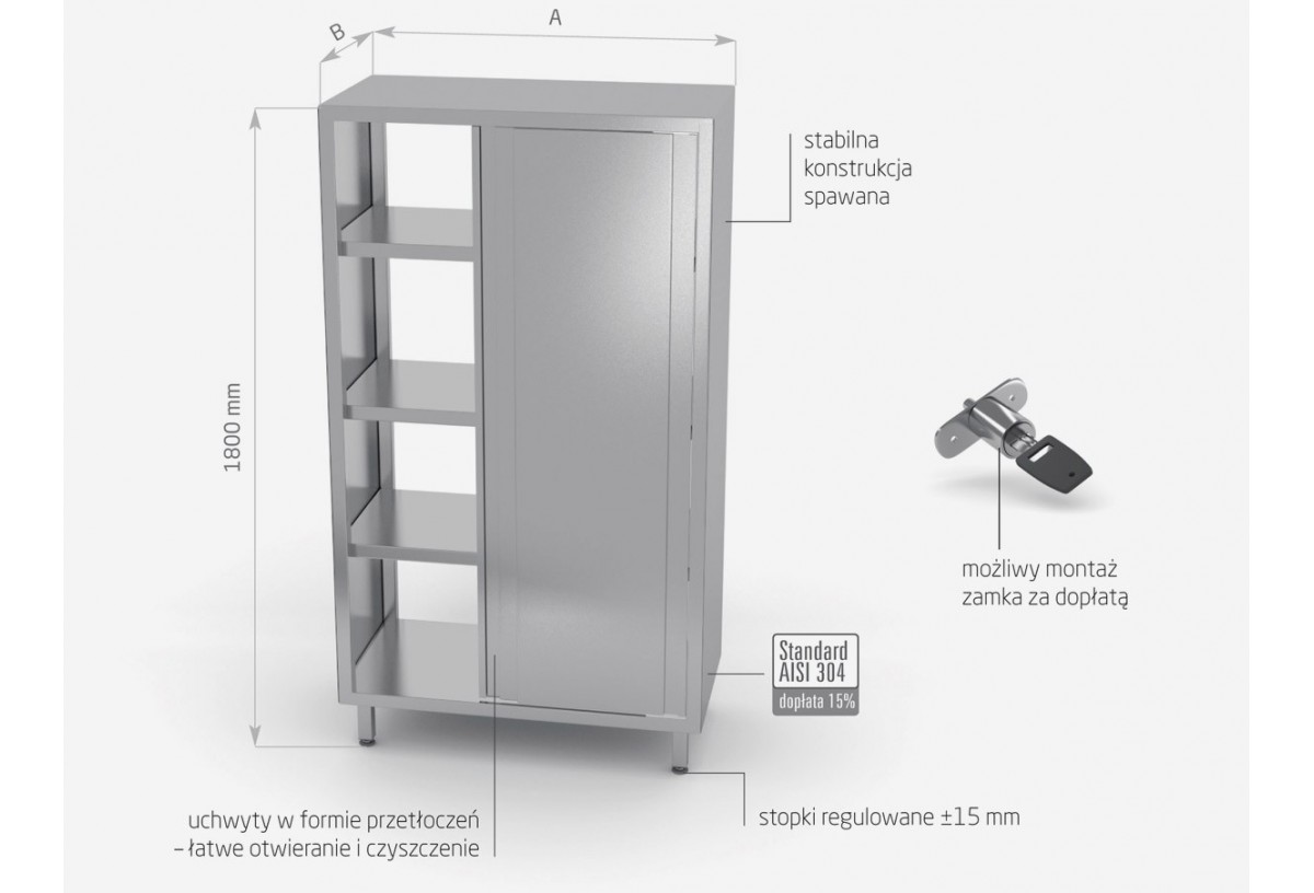 Szafa przelotowa z drzwiami suwanymi h: 1800 mm - POL-311