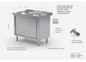 Stół z dwoma zlewami, szafka z drzwiami suwanymi - POL-227