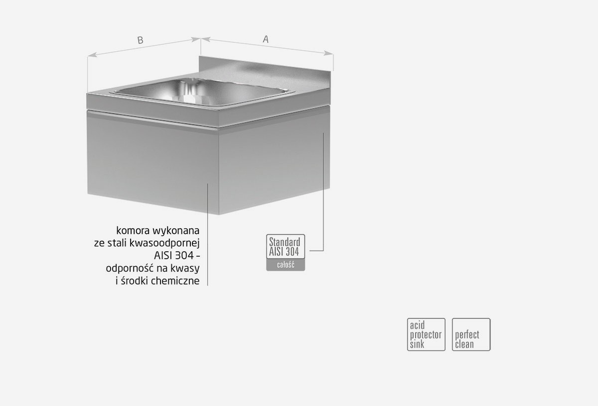 Umywalka zabudowana, komora prostokatna