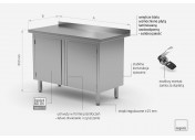 Stół przyścienny szafka z drzwiami na zawiasach - POL-128-2