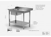 Stół załadowczy do zmywarek ze zlewem i półką - prawy- POL-238-P