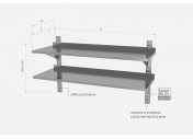 Półka wisząca przestawna podwójna, perforowana z dwiema konsolami - POL-384-PERF