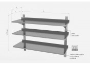 Półka wisząca przestawna potrójna, perforowana z dwiema konsolami- POL-385-PERF
