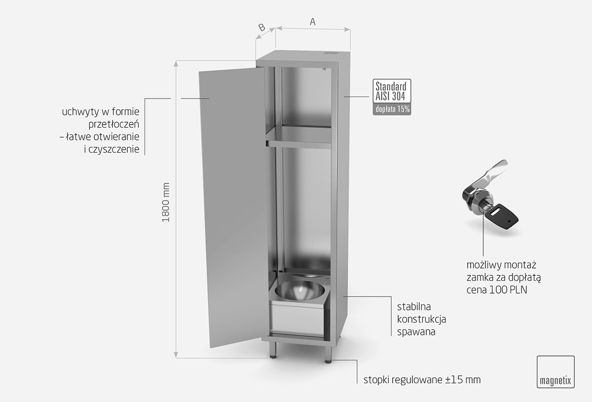 Szafa porządkowa z umywalką i drzwiami na zawiasach - POL-318